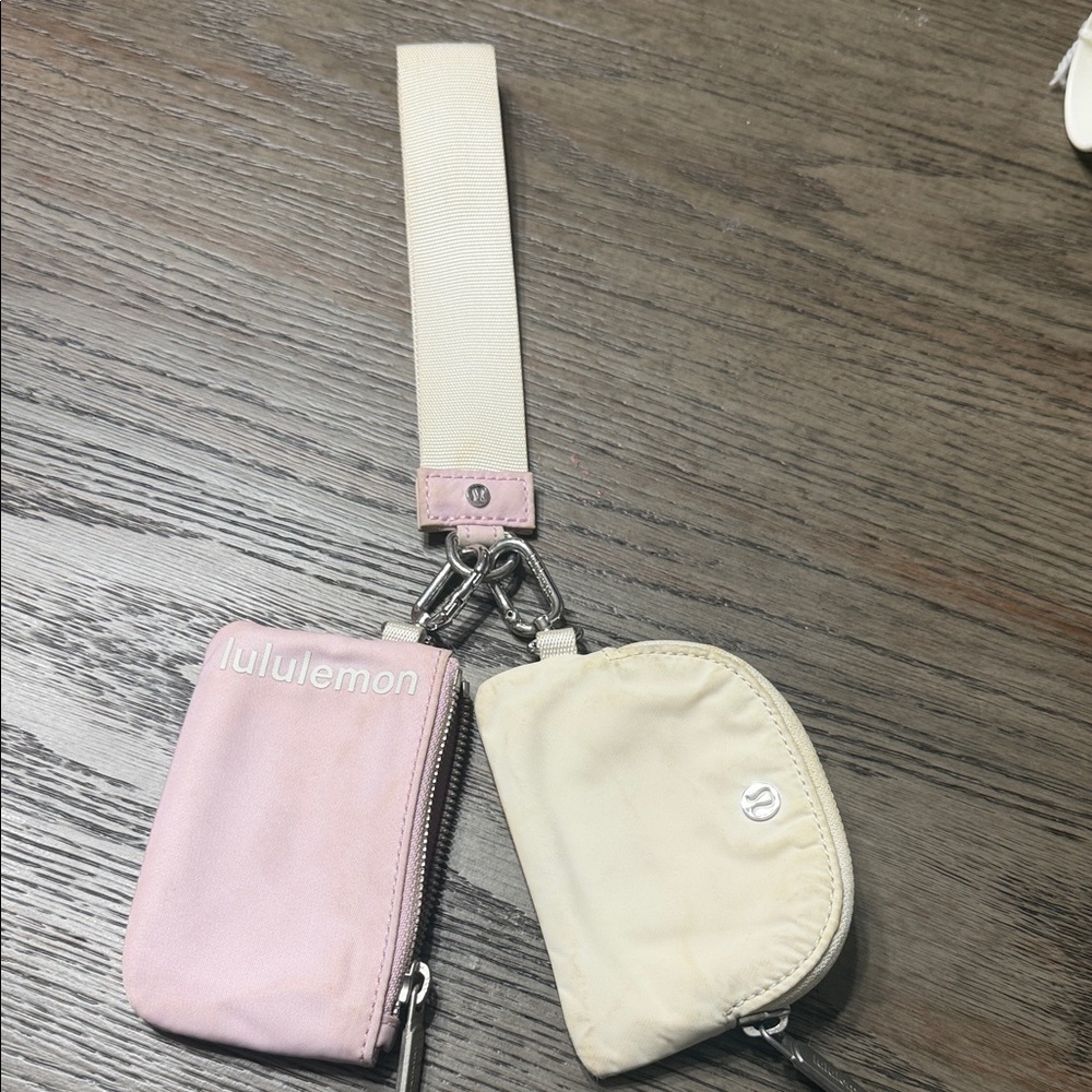 Lululemon Dual Pouch Wristlet Pink/Light Ivory Silver
